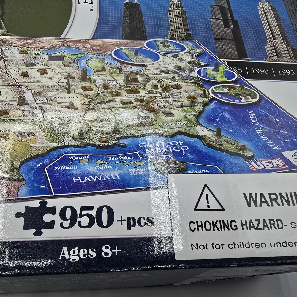 NIB 4D Cityscape Time Puzzle The Country of USA 950+ Pieces, 24
